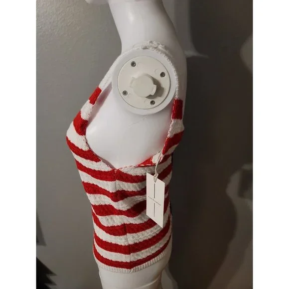 Moon And Madison Knitted Stars Stripes American Flag Tank Top NEW Size S READ - Picture 2 of 7